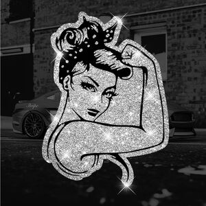 “We Can Do It!" Shiny Silver Car Sticker NIP